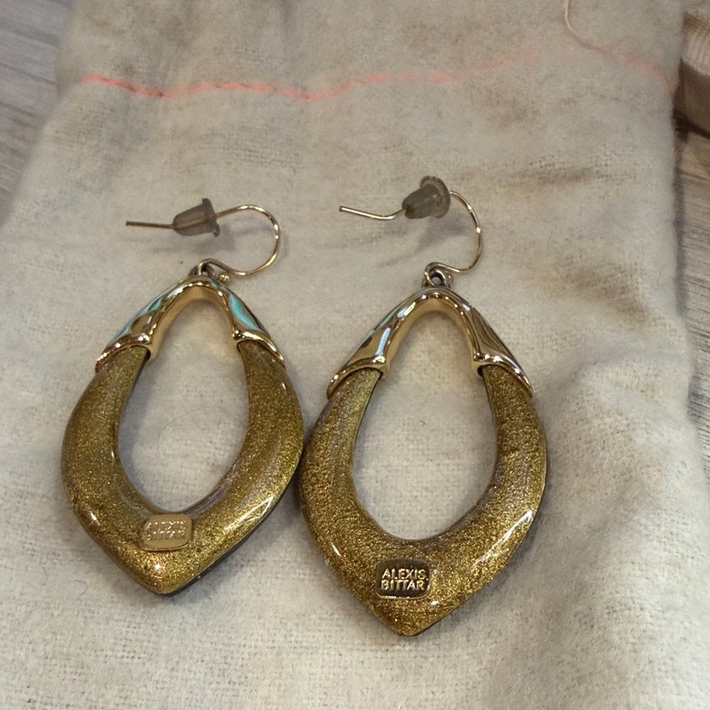 Alexis Bittar Black and Gold Teardrop Earrings - Picture 3 of 3